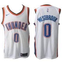 Nike NBA Oklahoma City Thunder 0 Russell Westbrook Jersey White Authentic Edition