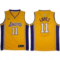 Nike NBA Los Angeles Lakers 11 Brook Lopez Jersey Gold Swingman Icon Edition