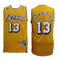 NBA Los Angeles Lakers 13 Wilt Chamberlain Throwback Jersey Hardwood Classics Swingman Yellow