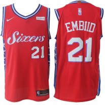 Nike NBA Philadelphia 76ers 21 Joel Embiid Jersey Red Authentic Association Edition