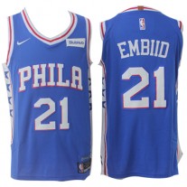 Nike NBA Philadelphia 76ers 21 Joel Embiid Jersey Blue Authentic Association Edition