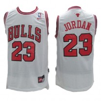 NBA Chicago Bulls 23 Michael Jordan Throwback Jersey Hardwood Classics White Star Swingman