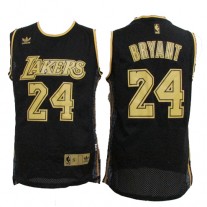 NBA Los Angeles Lakers 24 Kobe Bryant Throwback Jersey Hardwood Classics Swingman Black Gold