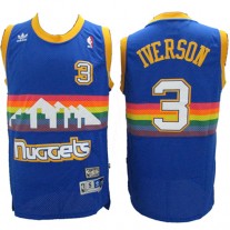 NBA Denver Nuggets 3 Allen Iverson Throwback Jersey Blue Rainbow Swingman Hardwood Classics