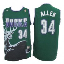 NBA Milwaukee Bucks 34 Ray Allen Throwback Jersey Green Swingman Hardwood Classics