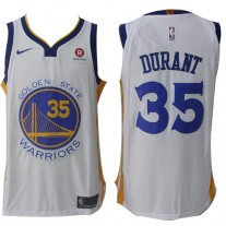 Cheap Kevin Durant Warriors #35 Jersey NBA White Authentic