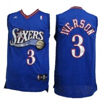 NBA Philadelphia 76ers 3 Allen Iverson Throwback Jersey Blue Swingman Hardwood Classics