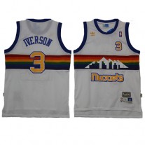 NBA Denver Nuggets 3 Allen Iverson Throwback Jersey White Rainbow Swingman Hardwood Classics