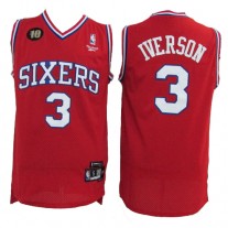 NBA Philadelphia 76ers 3 Allen Iverson Throwback Jersey Red Swingman Hardwood Classics