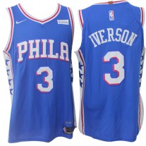 Nike NBA Philadelphia 76ers 3 Allen Iverson Jersey Blue Authentic Association Edition