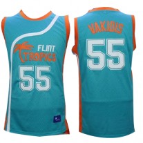 Flint Tropics 55 Vakidis Blue Semi-Pro Movie Stitched Basketball Jersey