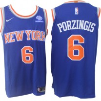 Nike NBA New York Knicks 6 Kristaps Porzingis Jersey Blue Hardwood Classics