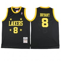 NBA Los Angeles Lakers 8 Kobe Bryant Throwback Jersey Hardwood Classics Swingman Black With Yellow Star