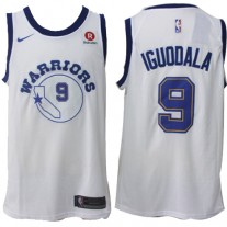 Nike NBA Golden State Warriors 9 Andre Iguodala Jersey White Throwback Swingman Hardwood Classics