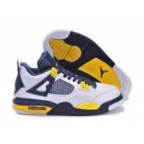 Best Air Jordan 4 White Blue Yellow Sneakers Cheap For Sale