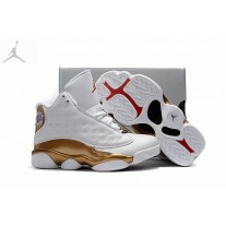 Cheap 2017 Boys Jordan 13 DMP White Metallic Gold Shoes Online