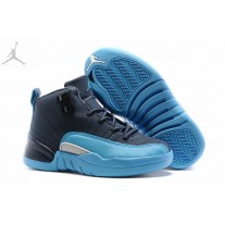 Cheap Air Jordans Retro 12 Grey Blue Boys Sneakers Free Shipping