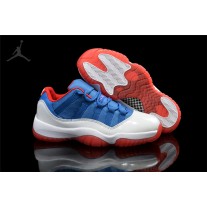 Mens Air Jordans 11 (XI) Low Knicks White Blue Red Online
