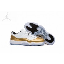 Cheap Retro Jordans 11 Low Olympic White and Metallic Gold For Men