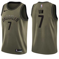 Nike NBA Brooklyn Nets 7 Jeremy Lin Jersey Green Salute to Service Swingman