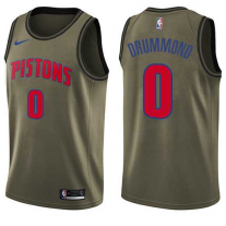 Nike NBA Detroit Pistons 0 Andre Drummond Jersey Green Salute to Service Swingman