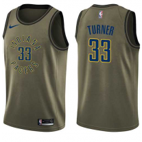 Nike NBA Indiana Pacers 33 Myles Turner Jersey Green Salute to Service Swingman