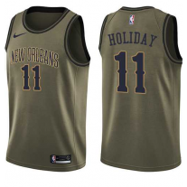 Nike NBA New Orleans Pelicans 11 Jrue Holiday Jersey Green Salute to Service Swingman