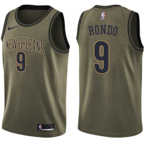 Nike NBA New Orleans Pelicans 9 Rajon Rondo Jersey Green Salute to Service Swingman