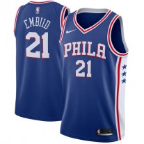 Nike NBA Philadelphia 76ers 21 Joel Embiid Jersey Blue Swingman Icon Edition