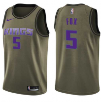 Nike NBA Sacramento Kings 5 De'Aaron Fox Green Jersey Salute to Service Swingman