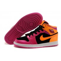 Women's Air Jordan 1 Black Pink Orange Basketball Shoes