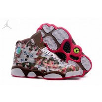 Womens Air Jordan 13 GS Floral White Brown Pink Shoes For Sale