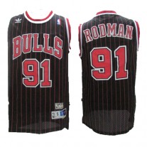 NBA Chicago Bulls 91 Dennis Rodman Throwback Jersey Hardwood Classics Black Pinstripe Soul Swingman