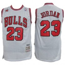 NBA NIKE Chicago Bulls 23 Michael Jordan Throwback Jersey Hardwood Classics White Swingman