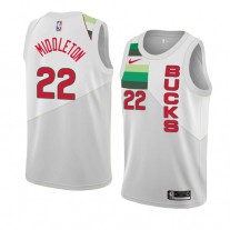 Best Khris Middleton Bucks Earned NBA Jerseys White Gray For Sale