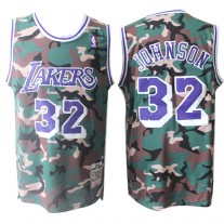 Best Magic Johnson Throwback Lakers Camo NBA Jerseys For Sale