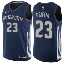 Blake Griffin Pistons Motor City NBA Jersey Navy Blue Cheap