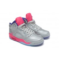 Buy Air Jordan 5 (V) Retro Grey Pink Womens Shoes On Feet
