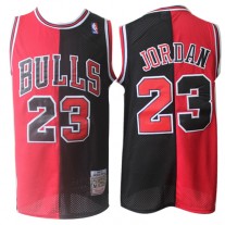 Cheap Michael Jordan Bulls Retro Split NBA Jerseys Red And Black