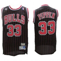 NBA Chicago Bulls 33 Scottie Pippen Throwback Jersey Hardwood Classics Black Pinstripe Soul Swingman