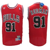 NBA Chicago Bulls 91 Dennis Rodman Throwback Jersey Hardwood Classics Red Swingman