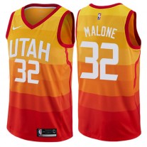 NBA Karl Malone Jazz Swingman City Jersey Orange Cheap Sale