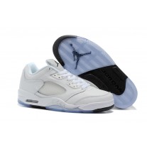 New Air Jordan 5 Low All White Metallic Silver Shoes Sale