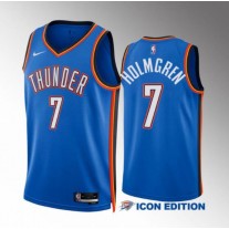 Oklahoma City 2022-23 Thunder Chet Holmgren 7 Icon Edition Blue Men Jersey Swingman