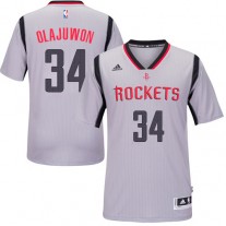 Wholesale NBA Rockets Hakeem Olajuwon Sleeved Jerseys #34 Grey