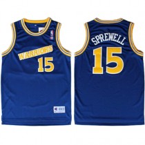 Coolest Throwback NBA Warriors Jerseys Sprewell #15 Blue Sale