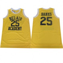 Bel-Air Academy 25 Banks Gold Stitched Basketball Jersey