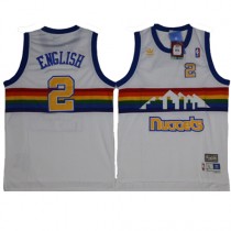 NBA Denver Nuggets 2 Alex English Throwback Jersey White Rainbow Swingman Hardwood Classics