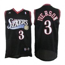 NBA Philadelphia 76ers 3 Allen Iverson Throwback Jersey Black Swingman Hardwood Classics