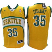 NBA Seattle Supersonics 35 Kevin Durant Throwback Jersey Yellow Swingman Hardwood Classics